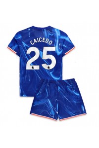 Fotbalové Dres Chelsea Moises Caicedo #25 Dětské Domácí Oblečení 2024-25 Krátký Rukáv (+ trenýrky)